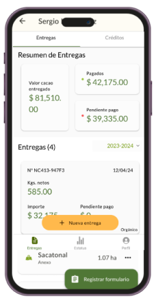 Captura de la aplicación móvil de Sirio